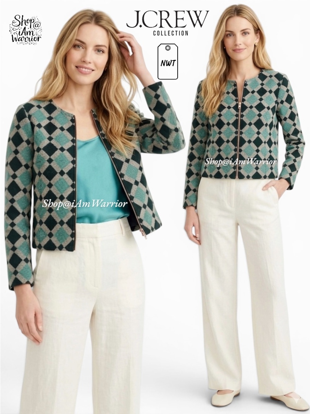 J.Crew Collection NWT Moroccan Tile Jacquard Zip Boxy Jacket *shop@iamwarrior
